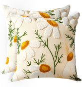 Kokaaee embroidered daisy pillow cover, 18x18 inches, adds tactile texture to your sofa.