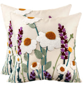 Kokaaee embroidered throw pillow cover with wild floral design adds texture to living room decor