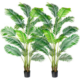 KOL artificial Areca palm plant 7ft two-pack in pot adds tall, lifelike greenery to living spaces.