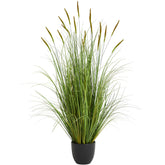 KOL artificial cattail grass 3ft front view enhances indoor decor with lifelike texture.