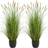 KOL artificial cattail reed grass 4ft 2-pack displayed for versatile home decor.