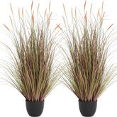 KOL pink 4ft cattail reed grass plant for indoor decor and low maintenance styling