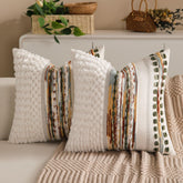 KOOLIFE boho chenille pillow cover with forest stripe adds cozy texture to any sofa.