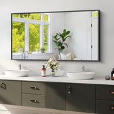 Koonmi black-framed bathroom mirror with crystal-clear reflection for precise grooming