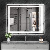 Koonmi LED bathroom mirror with front and backlit illumination for even lighting