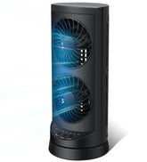 KopBeau personal tower fan front view offering compact cooling ideal for small bedrooms.