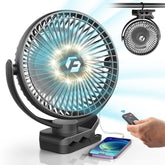 Korbot 8-inch clip-on fan on a desk delivering cooling for focused work.
