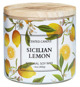 KORMMCO Lemon Candle with Sicilian pattern for a bright, uplifting mood in any room.