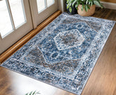 KOZYFLY Boho rug 3x5 blue medallion pattern elevates entryways with soft, stylish comfort.