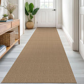 KOZYFLY Runners hallway rug closeup shows braided cotton texture and neutral tones.