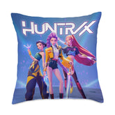 KPop Demon Hunters HuntrX throw pillow front view highlights bold design for stylish seating.