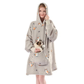 Krifey wearable hoodie with an oversized fit for lounging and warmth