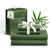 KRIMANO king-size flat sheet in olive with silky bamboo touch for cool nights