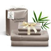 KRIMANO King Size flat sheet showcases silky bamboo fabric for cooling, luxurious sleep.