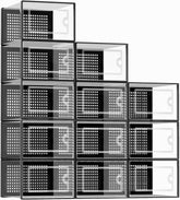 Kuject X-Large clear stackable shoe boxes kept neatly organized with visible contents