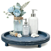 KULEDM handmade 12-inch tray with beaded edge, ideal centerpiece on dining tables