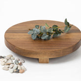 Kurrajong Farmhouse footed tray with round acacia base for stylish countertop organization.