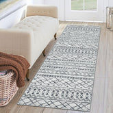 KUTA 2x6 grey Moroccan rugβdistressed geometry for cozy hallways.