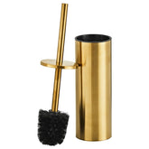 KUUBTH brushed gold toilet brush base sits securely on the floor for steady cleaning.