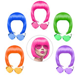 KUUQA neon blue short bob wig for bold party looks and photos.