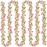 KVCSYAW 4-pack spring flower garland with pink daisies enhances wall decor.