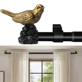 KVEEO Vintage Gold Curtain Rod 36-72 inches with bird finials, sturdy and stylish for windows