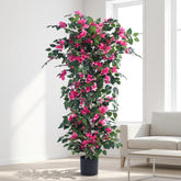 Kzztkz artificial bougainvillea tree 5ft pink front view adds instant color.