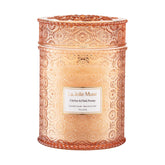 LA JOLIE MUSE Citrine & Pink Peony candle jar close-up for elegant ambiance.