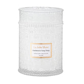 LA JOLIE MUSE Gardenia & Ylang Ylang candle jar with embossed daisies for refined home décor.