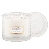 LA JOLIE MUSE Jasmin du Lotus candle label with embossed daisies for elegant decor