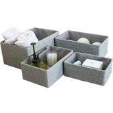 LA JOLIE MUSE storage baskets set 4 stackable gray for organized shelves.