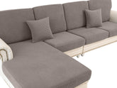 LA MEACK couch cushion cover for L-shaped sofa with stretch fit and quick assembly.