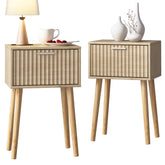 LAATOOREE nightstands 2pc natural finish beside bed for accessible storage