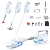 LABIGO 10-in-1 steam mop shows compact white design for quick cleaning