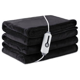 LaffyLo electric heated blanket on bed showing full-size coverage for cozy warmth