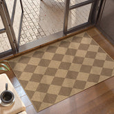 Lahome Colette rug front view shows neutral checker pattern for entryway style.