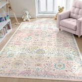 Lahome Flavie pink boho rug shows soft texture for nursery play