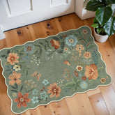 Lahome floral rug entryway green showing non-slip safety and style.