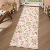 Lahome floral runner for hallway with non-slip backing for safe traffic.
