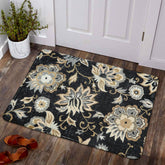 Lahome floral washable rug 2x3 close-up showing plush texture for everyday comfort.