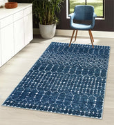 Lahome Moroccan Blue 3x5 pattern rug with geometric print for bedrooms.