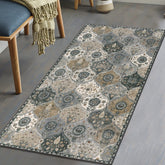 Lahome Moroccan Trellis Elise Grey entryway rug adds vintage charm.