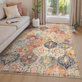 Lahome Moroccan Trellis rug front view with cream multicolor pattern for living rooms