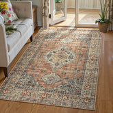 Lahome Oriental washable rug in a bedroom offers soft comfort and easy machine washing