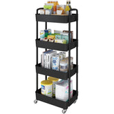 Laiensia 4-tier rolling cart with baskets for versatile kitchen and home storage.