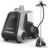 LAKALA garment steamer heat-up for rapid wrinkle relief.