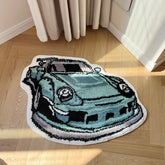 LAKEA Enthusiast green rug front view; soft tufted texture enhances cozy living spaces