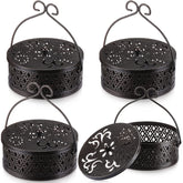 Lallisa bronze round coil holder with hanging handle for easy placement.