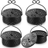 Lallisa mosquito coil holder with round retro black finish for outdoor use