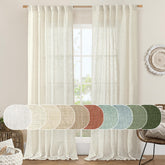 LAMIT Cream Ivory Linen Curtains 52x95 full panel diffuse natural light.